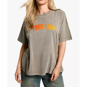 T-shirt de sport athlétique respirant à col rond, coupe ample, 100 % coton, personnalisable avec logo, pour femme - Product Image 4