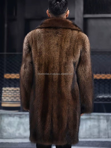 High Quality Men's Real Natural <b>Fur</b> Long Overcoat with Hooded Collar Waterproof Reversible Pockets - Product Image 6