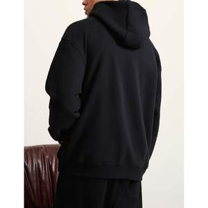 2025 hommes sweat à capuche surdimensionné unisexe athlétique col montant polaire pull lourd à capuche Streetwear Y2K hauts en noir - Product Image 1