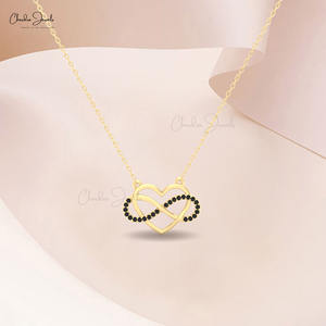 Infinity <b>Open</b> <b>Heart</b> <b>Necklace</b> 1mm Round Cut Black Diamond Love <b>Necklace</b> in 14k Solid Gold Customized Jewelry at Wholesale Price - Product Image 5