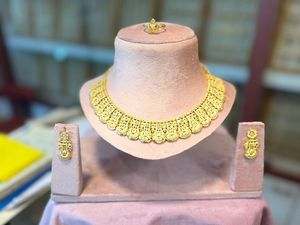 New Arrival Cuban Link Chain Iced Leaf Drop Platinum Plated Women's <b>Statement</b> <b>Necklace</b> Multiple Adjustable Length Earrings Sets - Product Image 2