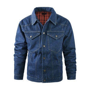Doublure en satin matelassé de coton personnalisé veste vintage à blocs de couleurs en denim délavé à l'acide pour hommes veste d'hiver à col montant de grande taille - Product Image 4