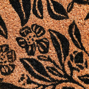 Table Tufted Rug Tan Black Floral <b>Vine</b> Design with Detailed <b>Leaves</b> and Vintage Botanical Pattern - Product Image 4