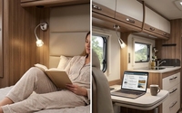 Lampe de lecture LED 12V pour camping-car avec chargeur rapide USB-C et USB-A, lampe de chevet flexible à col de cygne pour camping-car, caravane, motorhome