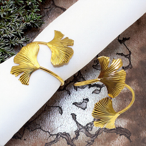 Anneaux de serviette en métal doré en forme de feuille de Ginkgo, largeur personnalisable, en stock pour restaurants et événements familiaux - Product Image 5