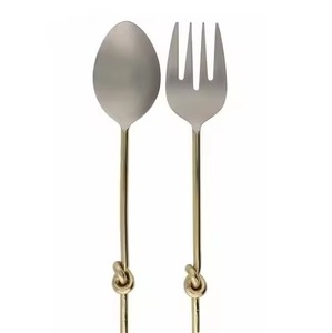 Elegant <b>Serving</b> <b>Spoon</b> Fork Set Metal Salad Accessories for Contemporary Homes - Product Image 5