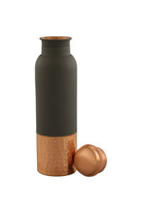 UNICORN HANDICRAFTS Eco-friendly Copper <b>Water</b> <b>Bottle</b> Matte Black with Hammered Base Classic Design Portable Travel Use with Lid - Product Image 3