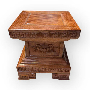 Base Cuadrada de Madera de Huong Sólida y Duradera de Primera Calidad, Pulida y Pintada, Tallada a Mano, para Esculturas de Buda, Estilo Tam Viet - Product Image 1