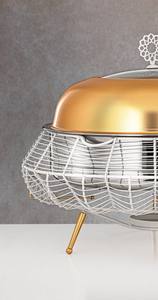 Réchaud de buffet rond style nordique avec base en maille blanche et plat chauffant doré en acier inoxydable pour traiteur, idéal pour mariages et réceptions - Product Image 4