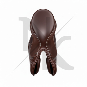Selle de dressage en cuir véritable de qualité supérieure, personnalisable, avec blocs de genouillères, coussinets de siège rembourrés, cuir naturel souple, quincaillerie nickelée - Product Image 3