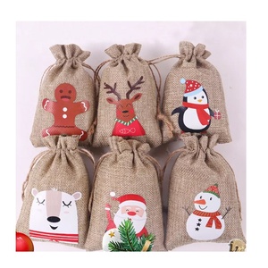 <b>Christmas</b> Burlap <b>Gift</b> <b>Bags</b> Xmas Linen Jute Goodies Treat Candy <b>Bags</b> With Drawstring for <b>Christmas</b> Party - Product Image 1