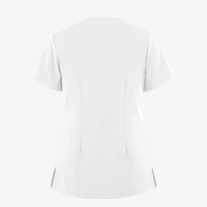 Ensemble de tenue médicale blanche haut de gamme 2027 pour femme : Blouse à col en V, veste zippée et pantalon – Personnalisable pour infirmières et médecins en milieu hospitalier - Product Image 5