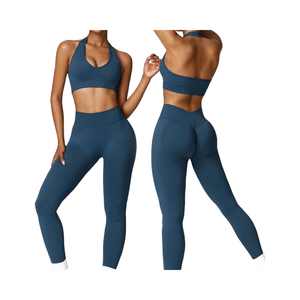 Ensembles de gym personnalisés pour femmes Taille élastique Respirant Solide Fitness Wear Nouvelle arrivée Fantaisie Débardeur Legging pour Yoga Personnalisé - Product Image 1
