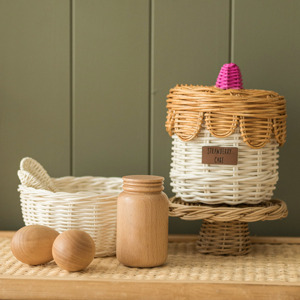 อุปกรณ์ครัวสำหรับเด็ก ของเล่นทำอาหารไม้พรีเมียม ชุดเครื่องครัวหวาย ของเล่นเสริมสร้างจินตนาการสำหรับเด็กเล็ก - Product Image 2