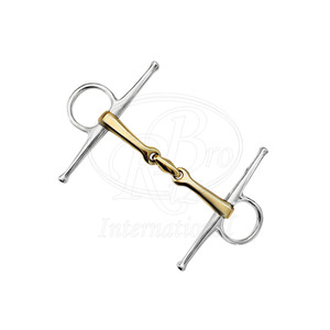 Bocado de hierro dulce de doble freno con mejillas completas, de acero inoxidable con boquilla de latón, 5.5 pulgadas, para equitación - Product Image 2