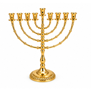 Ménorah moderne plaquée argent à 9 branches, porte-bougie juif en aluminium, candélabre en métal pour la décoration des fêtes juives - Product Image 6