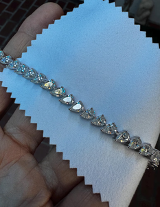 Pulsera de tenis de plata de ley 925 con moissanita, diseño de corazón, cadena de eslabones, para regalo de boda o compromiso - Product Image 2