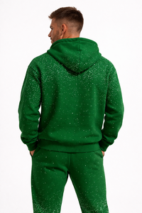 Conjunto Deportivo de Alta Calidad para Hombre con Pedrería, Sudadera con Capucha Verde y Pantalones Jogger, con Cierre, Ropa Deportiva Informal para Gimnasio, Traje Premium - Product Image 4