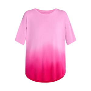 เสื้อยืดโอเวอร์ไซส์ทรงหลวม คอโอ แขนสั้น สีชมพูไล่เฉด ผ้าถัก สำหรับผู้หญิง สไตล์ลำลอง ใส่ได้ทั้งฤดูใบไม้ผลิและฤดูร้อน รับผลิตแบบ ODM OEM - Product Image 1