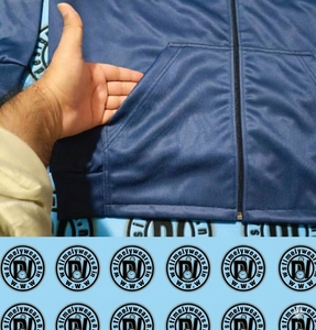 Men's <b>Navy</b> Blue Hooded Zip-Up <b>Sweatshirt</b> Regular Fit Solid Color Casual Windproof Satin Jacket Autumn Wear - Product Image 4