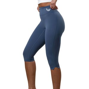 Steel Blue Capri Legging Women Contour Fit Training <b>Tights</b> High Rise Stretch Yoga Pants Athletic Activewear Performance Wear - Product Image 2