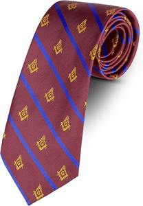 Cravate en soie tissée à la main pour francs-maçons, avec croix et compas, bleu/jaune - Product Image 6