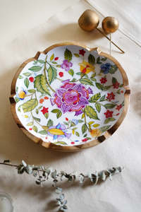 Bandeja de Madera Hecha a Mano con Diseño Floral, Plato Reutilizable para Servir, Vajilla Decorativa - Product Image 4