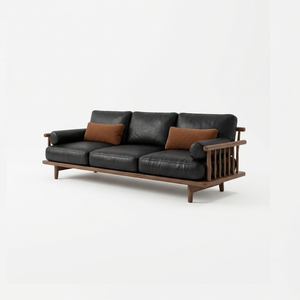 Modern Solid Teak <b>Wood</b> 3 Seater <b>Sofa</b> for Hotel Apartment Living Room Indoor Furniture Custom Design - Product Image 1