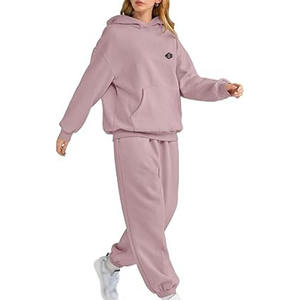 Ensemble survêtement streetwear personnalisé grande taille pour femmes et hommes, coupe décontractée, 100% coton molletonné, vente en gros - Product Image 3