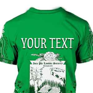 Camiseta personalizada Iota Phi Lambda, diseño Dashiki de rosa blanca, LT7 verde esmeralda, camiseta de la hermandad Iota Phi Lambda - Product Image 6