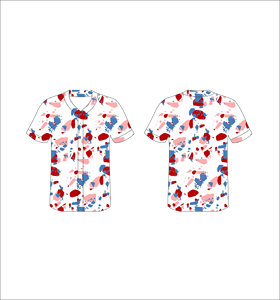 Maillot de baseball personnalisé pour homme, imprimé intégral, motif rouge, bleu, rose, respirant, en polyester, manches courtes, coupe classique, vêtements d'été - Product Image 4