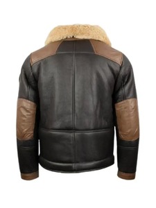 Chaqueta de aviador F-35 de piel de oveja color chocolate para hombre - Product Image 2