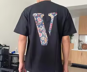 T-shirt Homme Tendance à Manches Courtes en Coton Lourd 200g, Col Rond Tricoté avec Imprimé Lettres, Style Estival pour Couples - Product Image 2