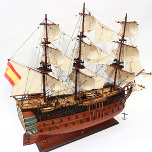 Barco de vela tallado a mano SANTA ANA (1784-1812) Modelo de barco de madera hecho a mano, decoración navideña para el hogar, colección de regalos, Vietnam GIA - Product Image 2