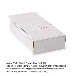 Luxury <b>White</b> Sliding Drawer <b>Box</b> High-End Rigid Cardboard Packaging for Cosmetics Gifts Kraft Corrugated Liner Custom Telescope - Product Image 3