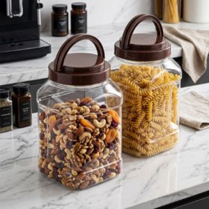 Bouteille en plastique PET carrée de 1380 ml, transparente, à large ouverture, avec couvercle à vis, pour le stockage de biscuits, de chocolat et d'aliments, fabricant vietnamien - Product Image 2