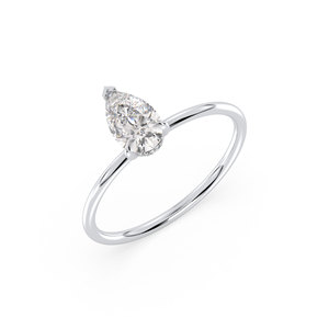 Anillo Solitario REYES con Halo Oculto de Moissanita Corte Pera Certificada GRA de 0.84 Quilates en Plata de Ley 925, Joyería Fina para Mujer - Product Image 1