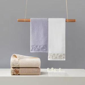 Serviette de bain en Jacquard en pur coton, 34x74Cm, motif géométrique, moelleuse et absorbante, serviette rectangulaire à usage domestique pour adultes, hommes et femmes - Product Image 2