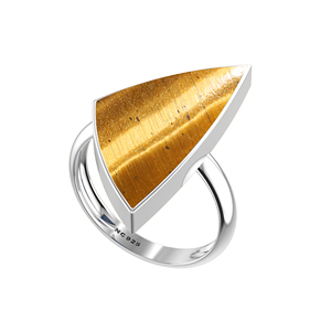 925 Sterling Silver Children's Engagement <b>Ring</b> Bezel Setting <b>Tiger</b> <b>Eye</b> Trillion Tie Oval Shapes Classic Style Positive Energy - Product Image 4