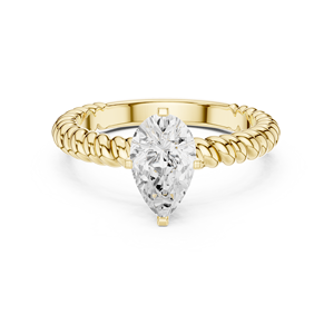 Anillo Solitario de Oro Amarillo con Corte Marquesa y Banda Trenzada, Elegante Joyería de Moda para Mujer, Anillo de Compromiso - Product Image 4