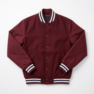 <b>Men's</b> Varsity <b>Jacket</b> With <b>Cream</b> Sleeves Custom Teamname Print Style Button Front College <b>Jacket</b> - Product Image 4