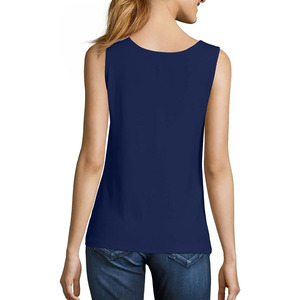 Women's <b>Navy</b> Blue O-Neck Knitted Sleeveless Tank <b>Top</b> Casual Solid Color Regular Length <b>Tops</b> - Product Image 1