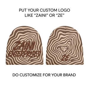 ZAINI ZI-177 Soft 100% Acrylic Breathable Knit Fabric 220 GSM Pink White Embroidery Beanie <b>Cap</b> <b>Winter</b> Headwear - Product Image 1