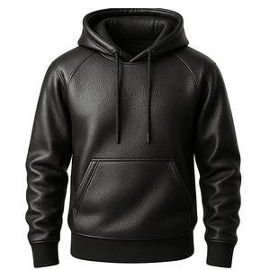 Veste à capuche en cuir véritable pour homme, de haute qualité, élégante, vêtement d'extérieur d'hiver chaud et confortable, décontractée, pour moto, mode outdoor - Product Image 5