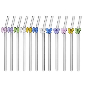 Pailles en verre en forme de nœud, en verre borosilicate transparent de haute qualité, colorées et fraîches - Product Image 6