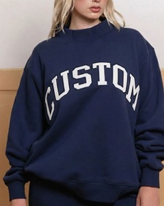 Manufacturer Wholesale Custom High Quality Women Mockneck French Terry Fleece Cotton Blends Oversized Embroidered Front Winter - Product Image 3