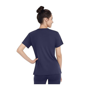 Blouse médicale pour femme à col en V, uniforme d'hôpital tissé avec poches poitrine et détection d'aiguilles, thermocollage sans couture - Product Image 3
