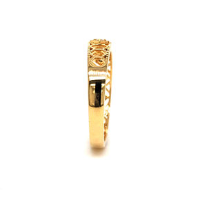 Bague Éternité Classique en Or Jaune 18K Massif avec Diamants Taille Cœur, Motif Géométrique, Sertissage à Griffes, Plaqué Rhodium, Certifiée IGI - Product Image 3