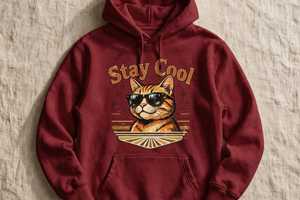 Sudadera con Capucha para Hombre con Estampado de Gato Genial, Diseño Moderno, Corte Regular Informal, Felpa de Algodón Transpirable, con Bolsillo, para Invierno - Product Image 2