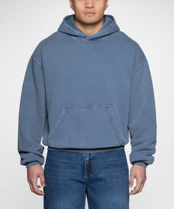 Plus Size Streetwear Men's No String <b>Drop</b> Shoulder Hoodies Thick Oversized OEM Custom Logo Blank High Quality <b>Acid</b>/Stone Washed - Product Image 1